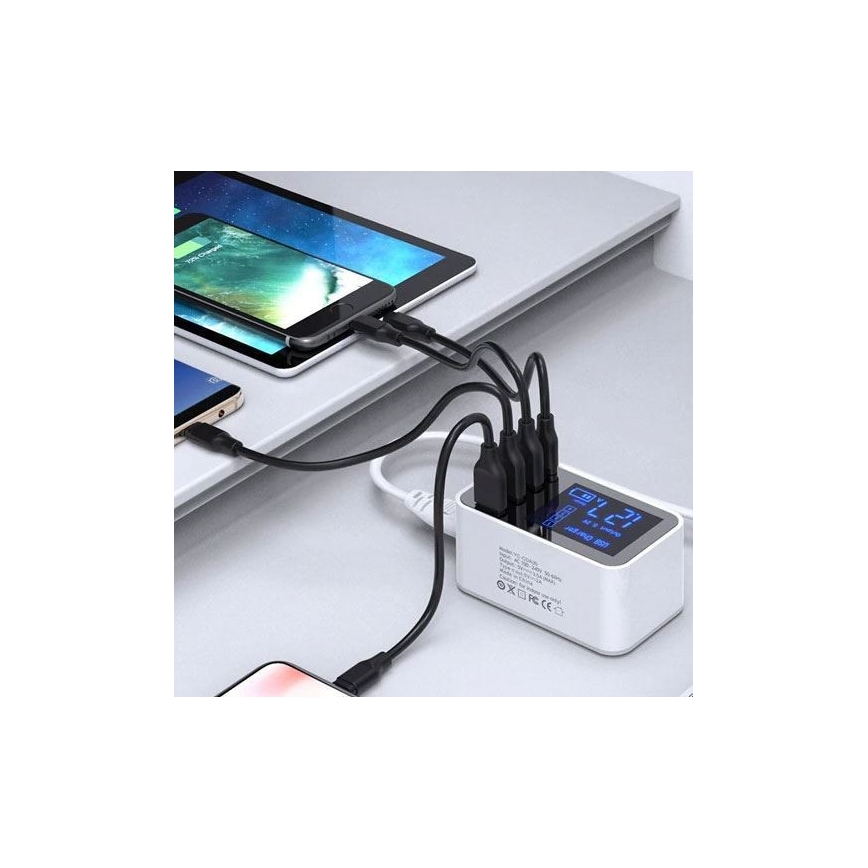 Uzlādes stacija 3xUSB A + 1xUSB C