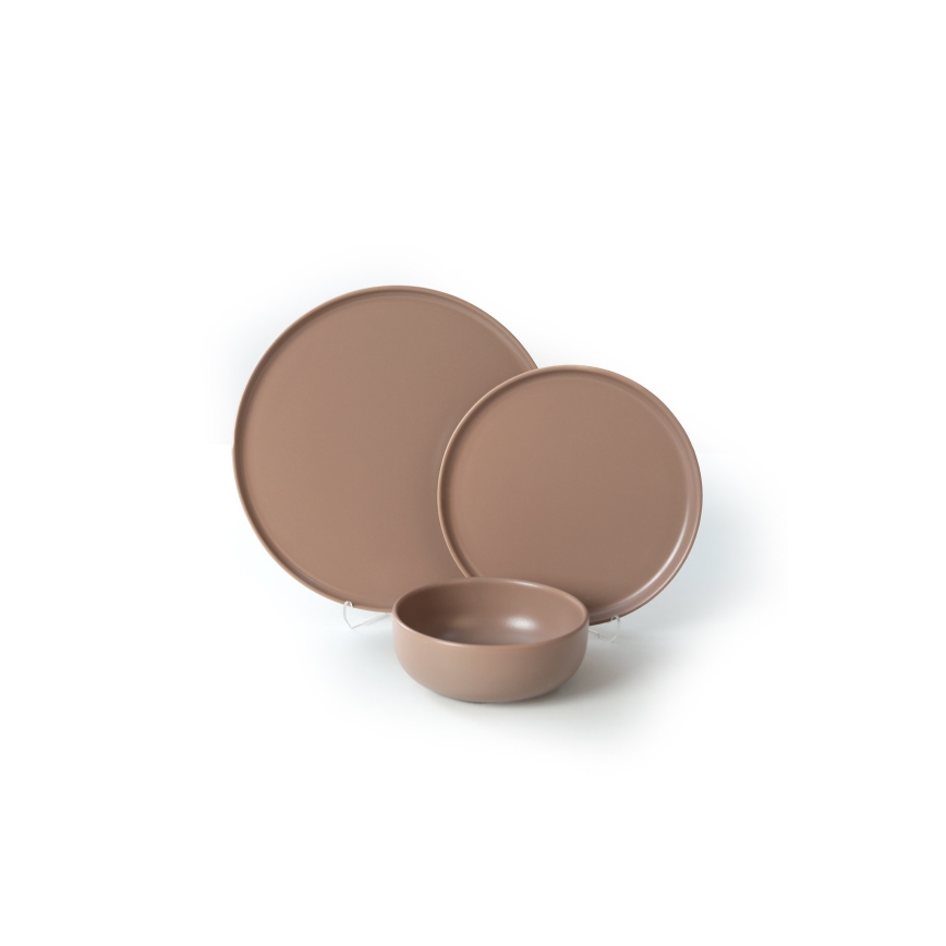 Vakariņu komplekts 18 gab brūns/keramika