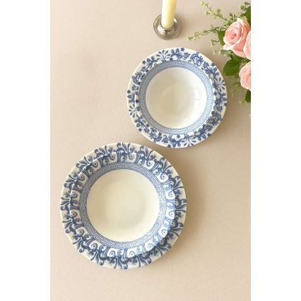 Vakariņu komplekts 24 gab. balta/zila/porcelāns