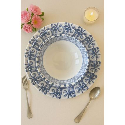 Vakariņu komplekts 24 gab. balta/zila/porcelāns
