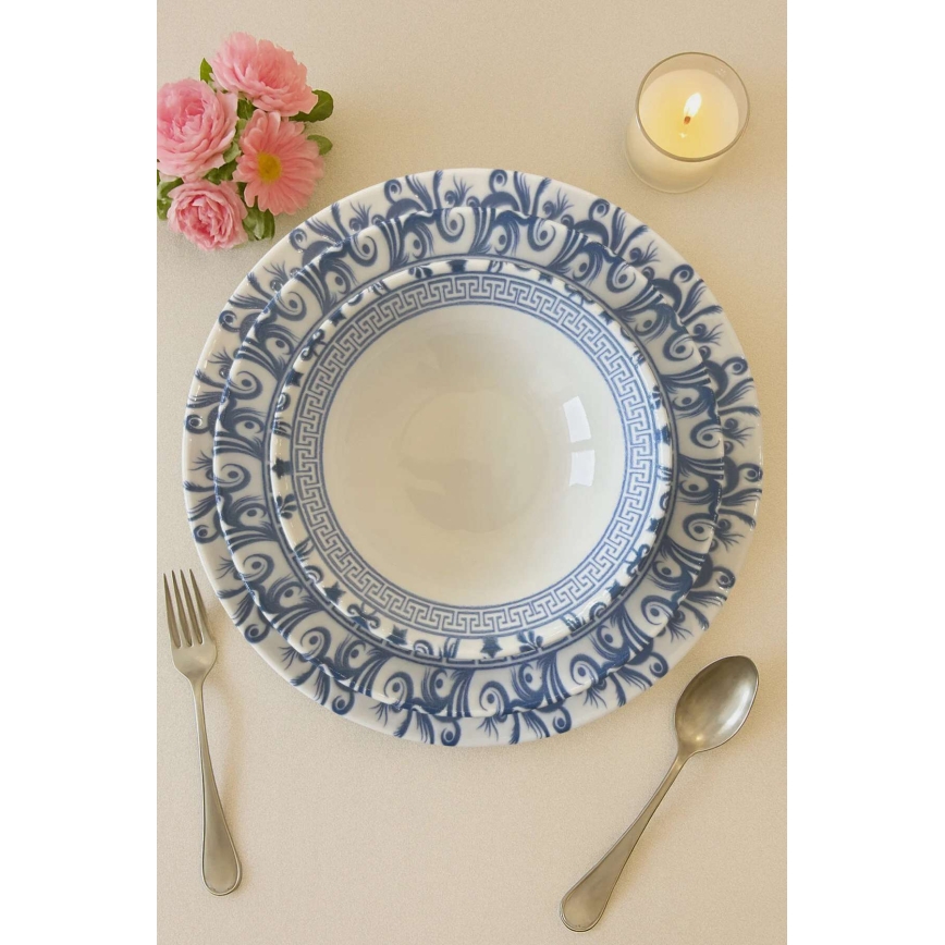 Vakariņu komplekts 24 gab. balta/zila/porcelāns