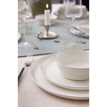 Vakariņu komplekts 24 gab. balts/sudraba/porcelāns