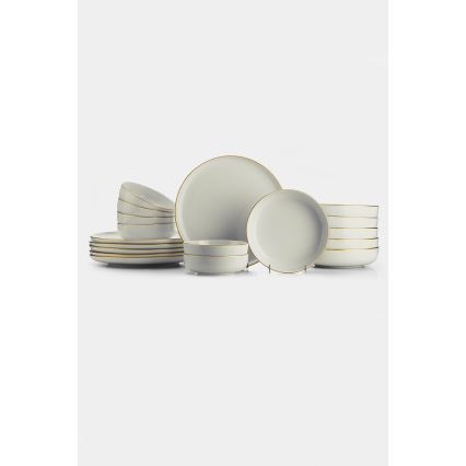 Vakariņu servīze 18 gab. bēša/zelta/porcelāns