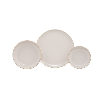 Vakariņu servīze 18 gab. bēša/zelta/porcelāns