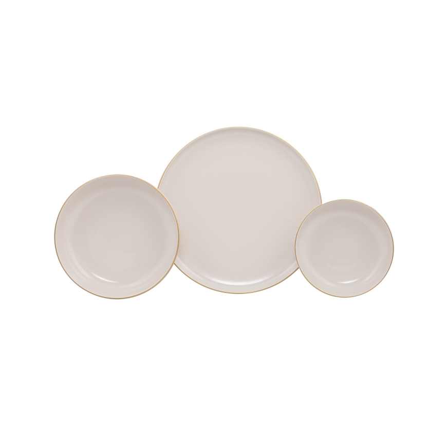 Vakariņu servīze 18 gab. bēša/zelta/porcelāns