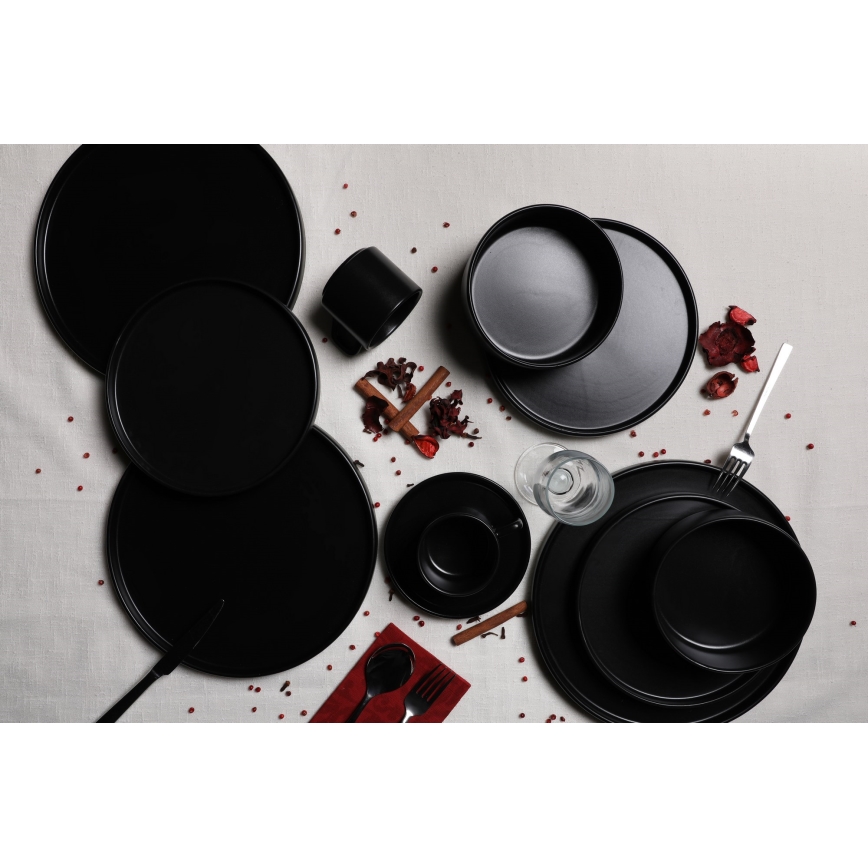 Vakariņu servīze 20 gab., melna/akmensmasa