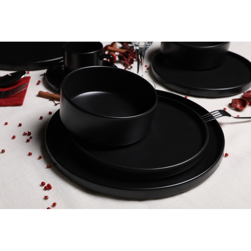 Vakariņu servīze 20 gab., melna/akmensmasa