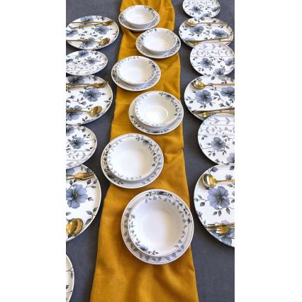 Vakariņu servīze 24 daļas, balta/zila, keramika