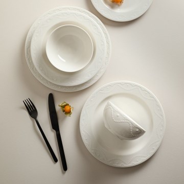 Vakariņu servīze 24 gab., balta/porcelāns