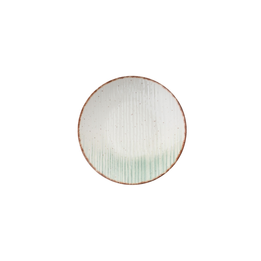 Vakariņu servīze 24 gab. balta/zaļa/porcelāns