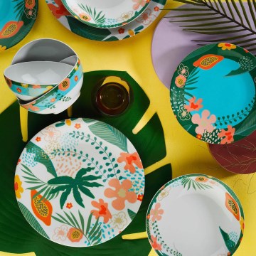 Vakariņu servīze 24 gab., koši krāsaina/porcelāns