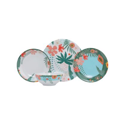 Vakariņu servīze 24 gab., koši krāsaina/porcelāns