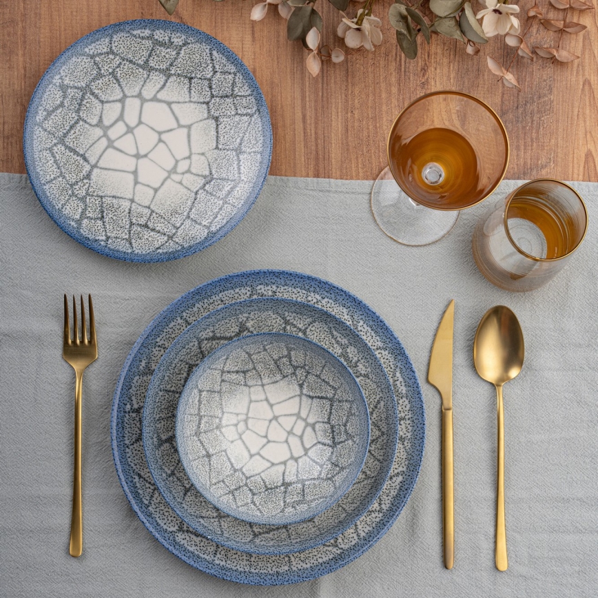 Vakariņu servīze 24 gab., zila/porcelāns