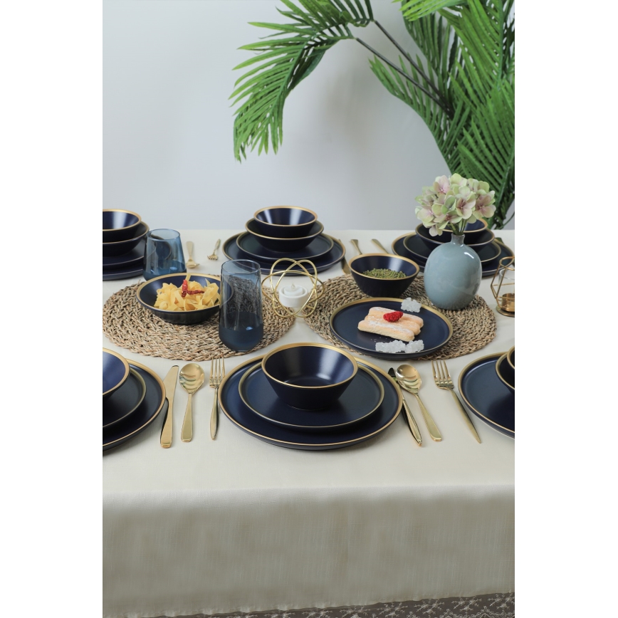 Vakariņu servīze 24 gab. zila/zelta/keramika