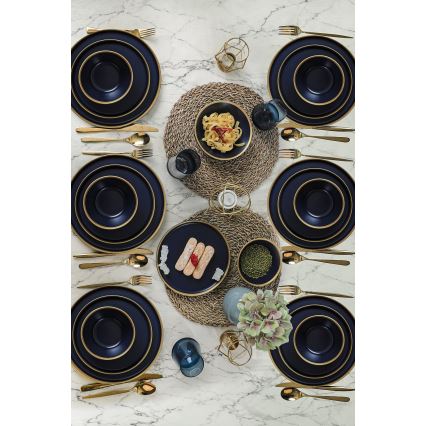 Vakariņu servīze 24 gab. zila/zelta/keramika