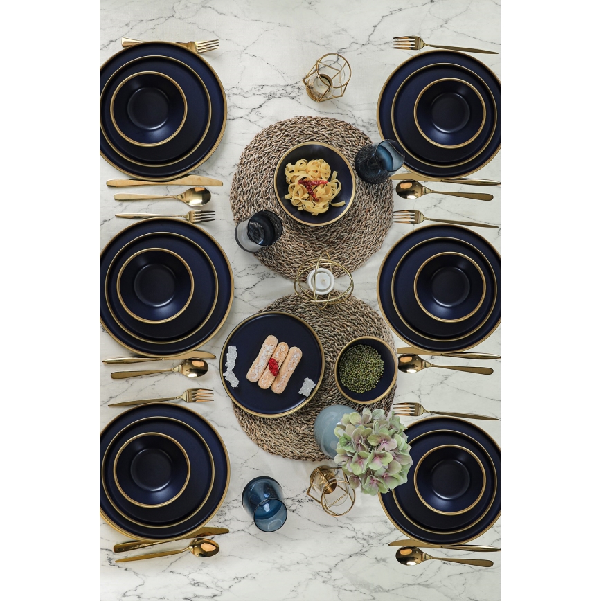 Vakariņu servīze 24 gab. zila/zelta/keramika