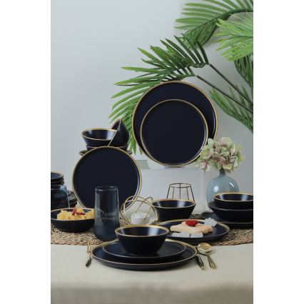 Vakariņu servīze 24 gab. zila/zelta/keramika