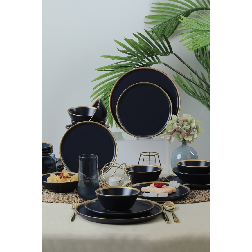 Vakariņu servīze 24 gab. zila/zelta/keramika