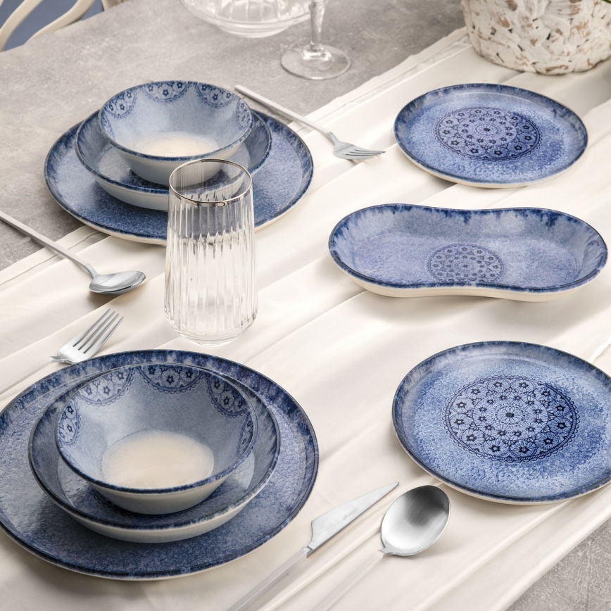 Vakariņu servīze, 27 gab., zila/porcelāns