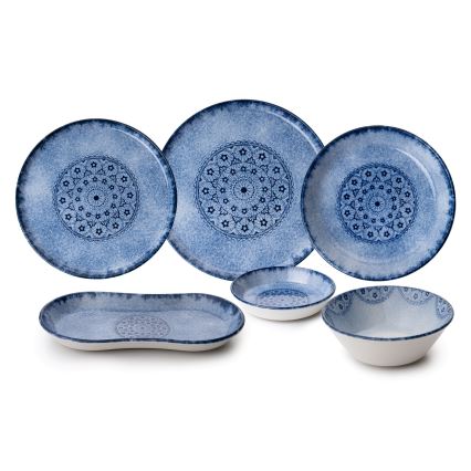 Vakariņu servīze, 27 gab., zila/porcelāns