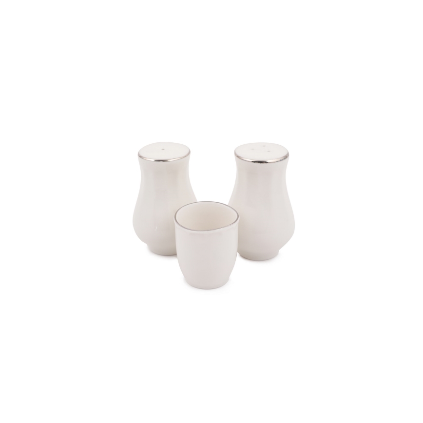 Vakariņu servīze, 54 daļas, balta/sudraba/kaula porcelāns