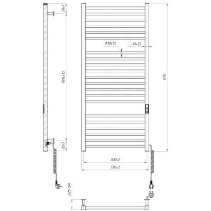 Vannas istabas dvieļu kāpņu radiators HF DERBY 255W/230V 117x53 cm melns