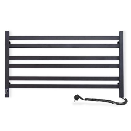Vannas istabas dvieļu žāvētājs ar termostatu AVANGARD 316W/230V 50,6 cm IP44 melns, ar labās puses pieslēgumu, kvadrātveida