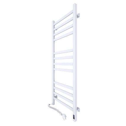 Vannas istabas dvieļu radiators ar termostatu AVANGARD 459W/230V 120,6 cm IP44 balts kreisais ar taisnām malām