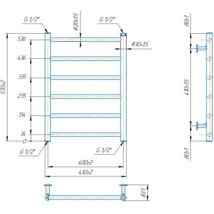 Vannas istabas dvieļu radiators INOX FLAT 122W/230V 57x43 cm nerūsējošais tērauds/pulēts hroms