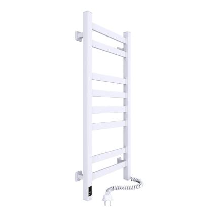 Vannas istabas dvieļu sildītājs ar termostatu AVANGARD 251W/230V 80,6 cm IP44 balts labais kvadrātveida