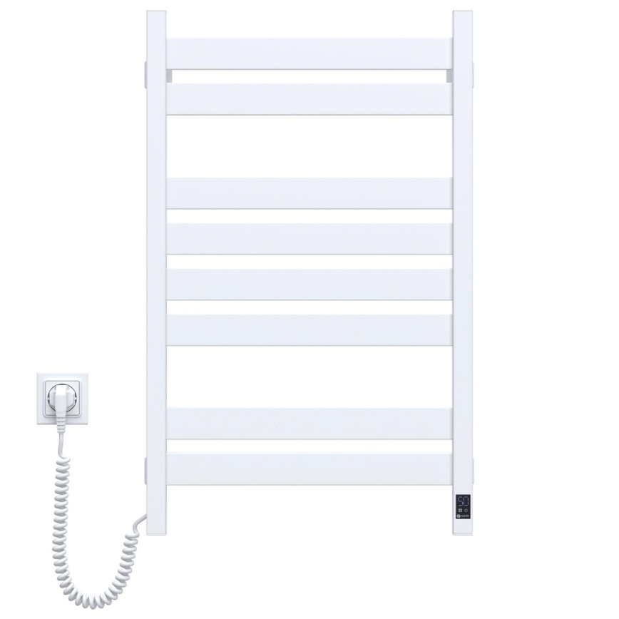 Vannas istabas dvieļu žāvētājs ar termostatu LARGO 432W/230V 80,6 cm IP44 balts kreisais kvadrātveida