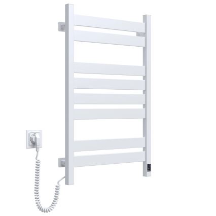 Vannas istabas dvieļu žāvētājs ar termostatu LARGO 432W/230V 80,6 cm IP44 balts kreisais kvadrātveida