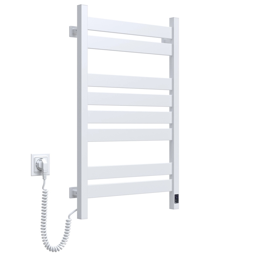 Vannas istabas dvieļu žāvētājs ar termostatu LARGO 432W/230V 80,6 cm IP44 balts kreisais kvadrātveida