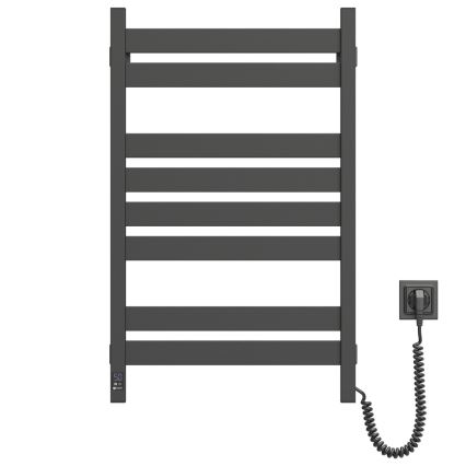 Vannas istabas dvieļu žāvētājs ar termostatu LARGO 432W/230V 80,6 cm IP44 melns labais kvadrātveida
