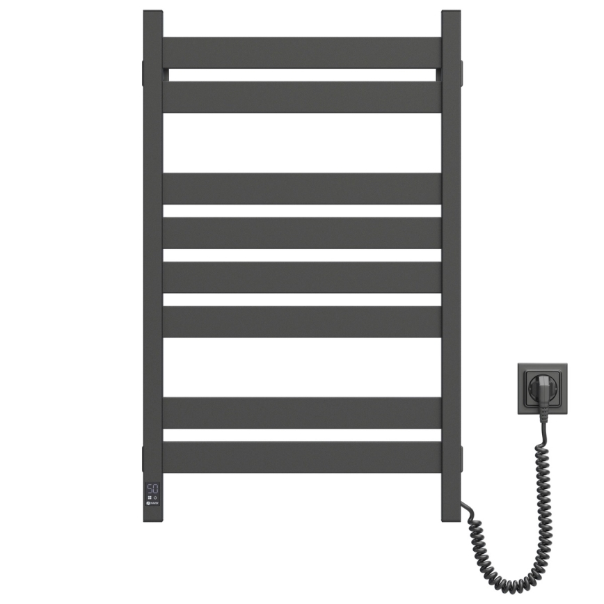 Vannas istabas dvieļu žāvētājs ar termostatu LARGO 432W/230V 80,6 cm IP44 melns labais kvadrātveida
