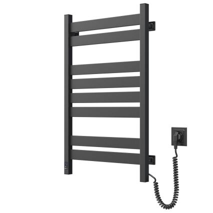 Vannas istabas dvieļu žāvētājs ar termostatu LARGO 432W/230V 80,6 cm IP44 melns labais kvadrātveida