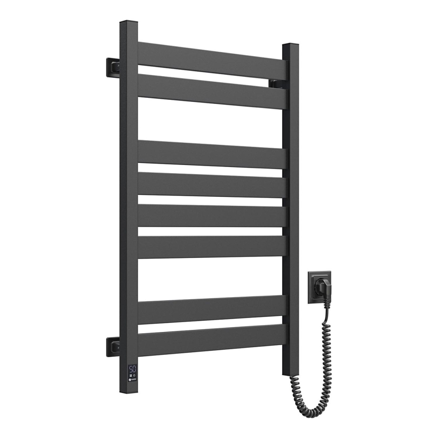 Vannas istabas dvieļu žāvētājs ar termostatu LARGO 432W/230V 80,6 cm IP44 melns labais kvadrātveida