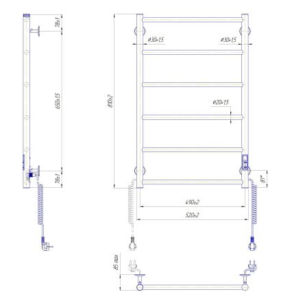 Vannas istabas dvieļu žāvētājs CLASSIC 110 W/230 V 81x52 cm, nerūsējošais tērauds/antracīts, labais