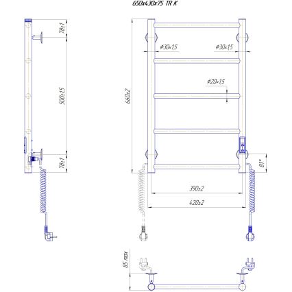 Vannas istabas dvieļu žāvētājs CLASSIC 65W/230V 66x42 cm nerūsējošais tērauds/balts labais