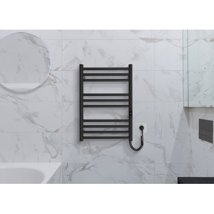 Vannas istabas dvieļu žāvētājs HF GREENWICH 100W/230V 57x43 cm, melns, labais, apaļš