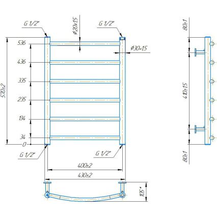 Vannas istabas dvieļu žāvētājs INOX CLASSIC 120W/230V 57x43 cm nerūsējošais tērauds/balts