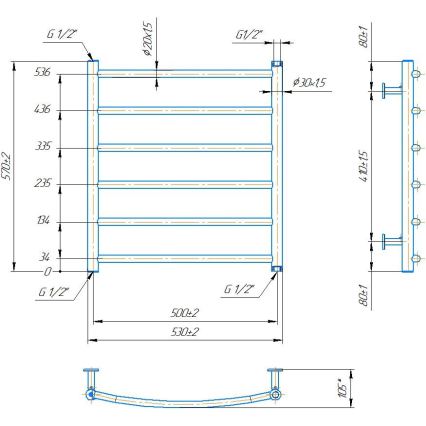Vannas istabas dvieļu žāvētājs INOX CLASSIC 122 W/230 V 57 x 53 cm nerūsējošais tērauds/antracīts