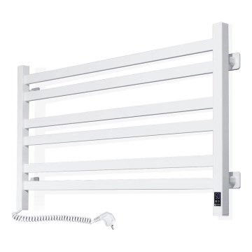 Vannas istabas dvieļu žeburveida radiators ar termostatu AVANGARD 300W/230V 50,6 cm IP44, balts, kreisais, kvadrātveida