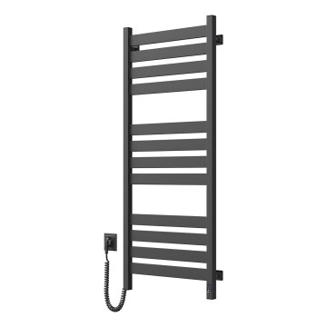 Vannas istabas dvieļu žeburveida radiators ar termostatu LARGO 541W/230V 120,6 cm IP44 melns kreisais kvadrātveida