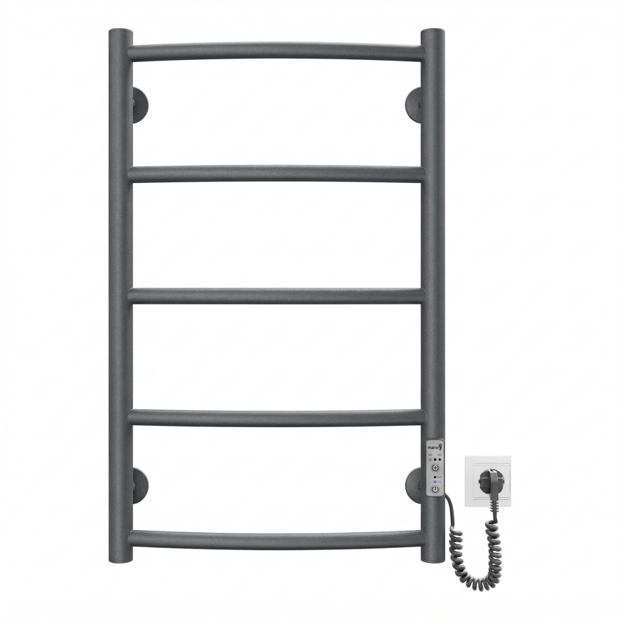 Vannas istabas dvieļu žeburveida radiators CLASSIC 65W/230V 66x42 cm, nerūsējošais tērauds/antracīts, labais