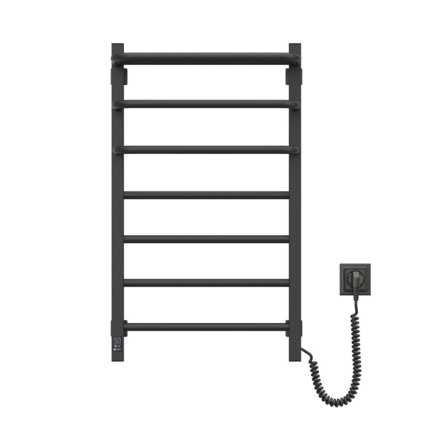 Vannas istabas elektriskais radiators ar termostatu FORTIS 350W/230V 80,6 cm IP44 melna pa labi leņķa
