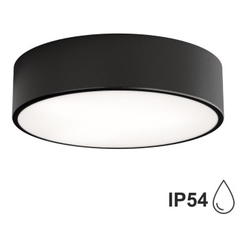 Vannas istabas griestu gaismeklis ar sensoru CLEO 2xE27/24W/230V Ø 30 cm melns IP54