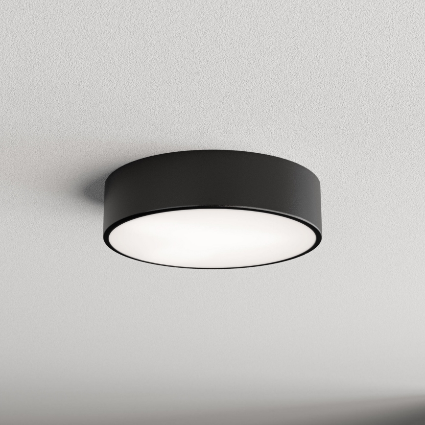 Vannas istabas griestu gaismeklis ar sensoru CLEO 2xE27/24W/230V Ø 30 cm melns IP54