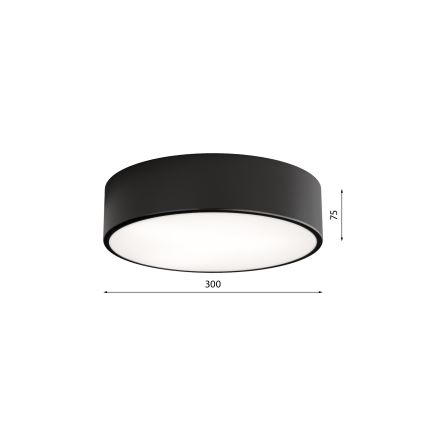 Vannas istabas griestu gaismeklis ar sensoru CLEO 2xE27/24W/230V Ø 30 cm melns IP54