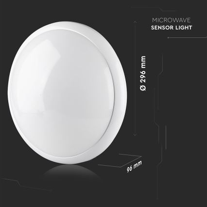 Vannas istabas griestu lampa ar sensoru 1xE27/60W/230V IP44 ø 29,6 cm